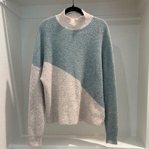 Como Vintage Blue and Cream Cowl Neck Sweater